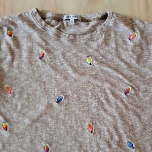 Lisa Todd Kids Tan Shirt with Colorful Embroidery